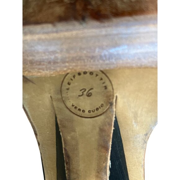 LeifsDottir Anthropologie Mule Heels Black Leather Platform Women Sz 36 US 5.5-6 - Picture 8 of 10